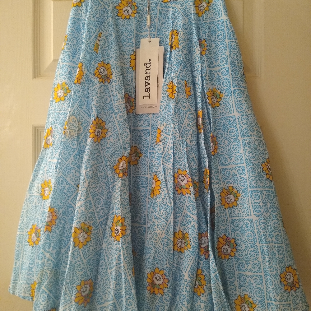 Pretty, floral blue and gold skirt